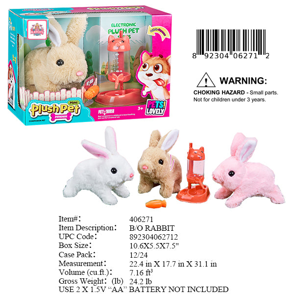 10.6X5.5X7.5"B/O IC PLUSH RABBIT FEEDING SET