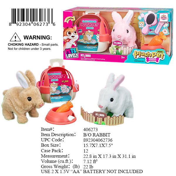 15.7X7.1X7.5"B/O IC PLUSH RABBIT CARE PLAYSET