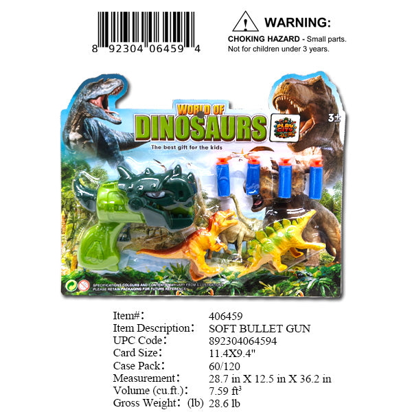11X10"SOFT DART GUN & DINOSAUR