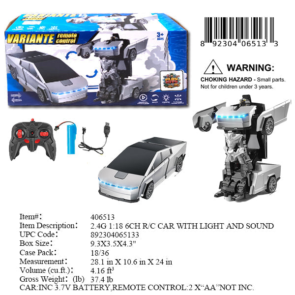 9.3X3.5X4.3"R/C 6CH TRUCK CHANGE ROBOT