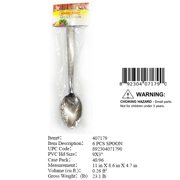 6PC 7"S/S TABLE SPOON SET