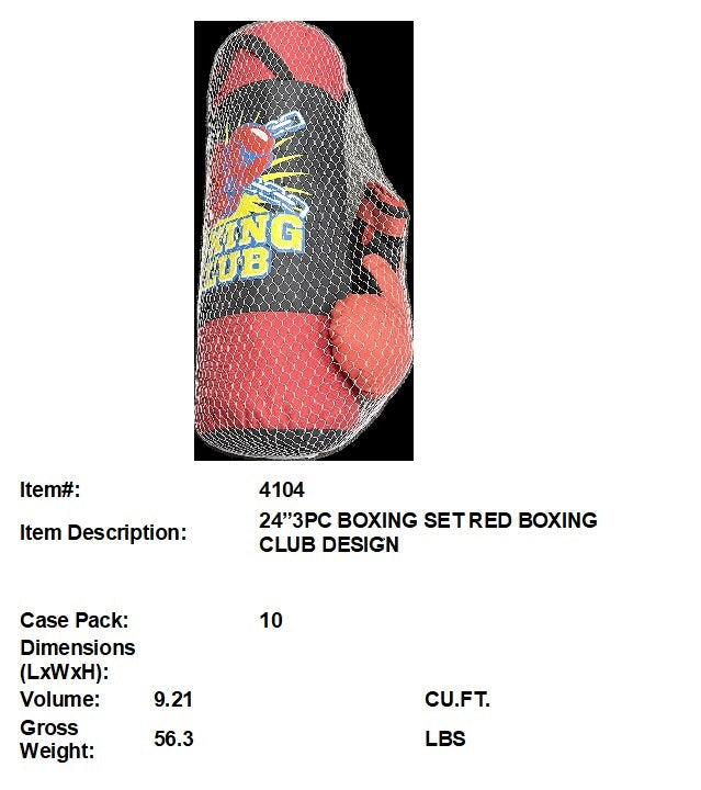 24" 3PCS BOXING SET RED BOXING CLUB