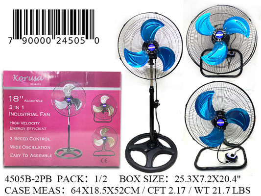 18"3IN1 3 BL KORUSA IND'L FAN C-BOX