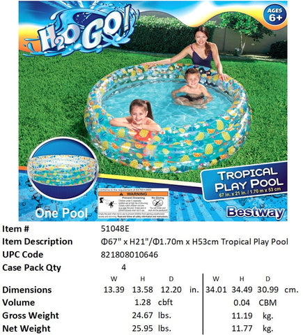 H2OGO! 67X41X10"TROPICAL PLAY POOL