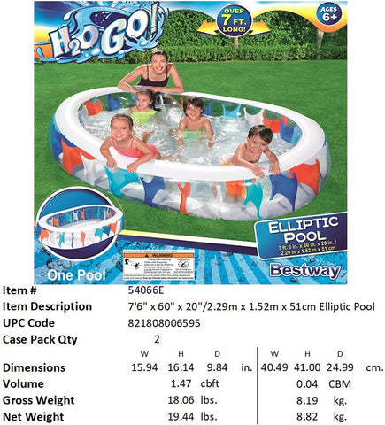 H2OGO! 90X60X20" ELLIPTIC POOL