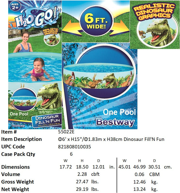 BESTWAY 6FTX15"FILL N FUN SNAPSET POOL