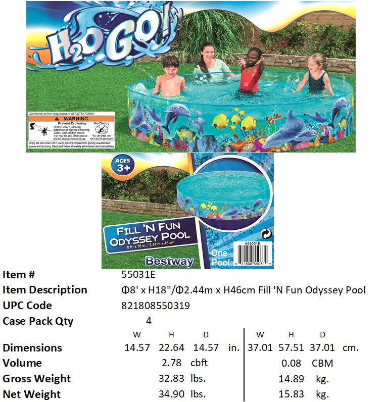 BESTWAY 8FTX18" FILL N FUN SNAP ODYSSEY POOL