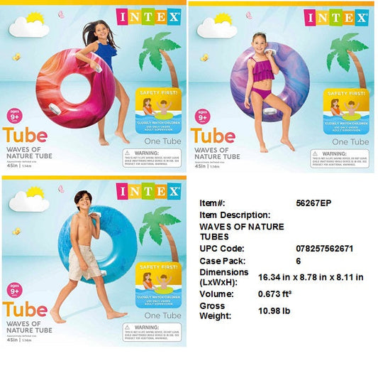 45"INTEX WAVES OF NATURE TUBE RING AGES 9+