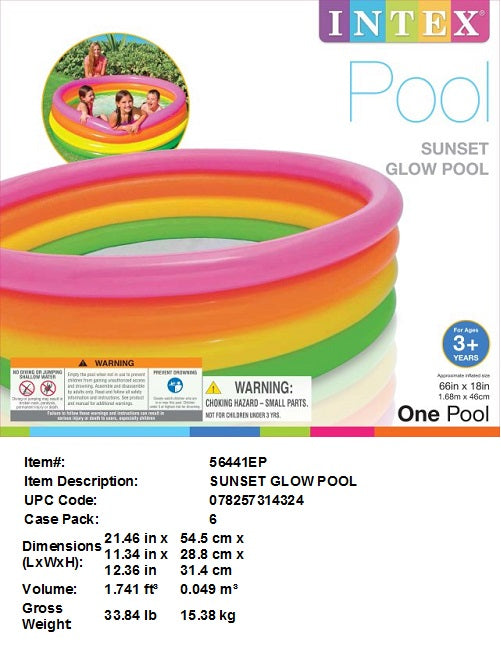66X18"INTEX SUNSET GLOW POOL