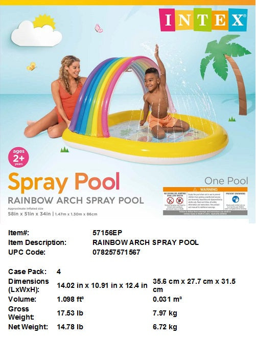 58X51X34"INTEX RAINBOW ARCH SPRAY POOL