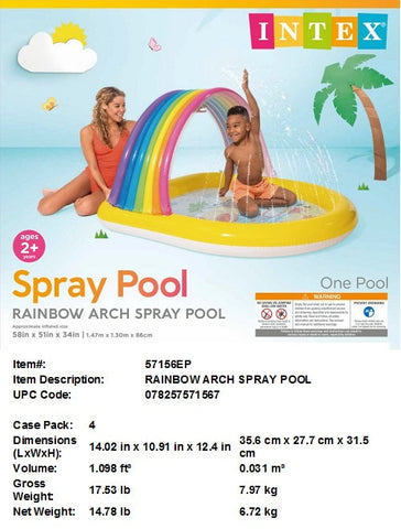 58X51X34"INTEX RAINBOW ARCH SPRAY POOL