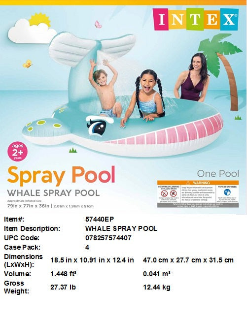 79X77X36"INTEX WHALE SPRAY POOL