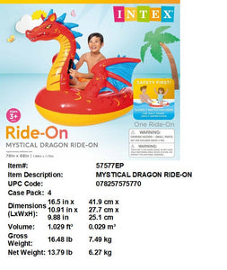 78X68"INTEX MYSTICAL DRAGON RIDE ON