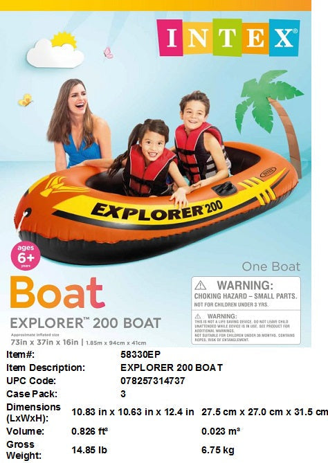 73X27X16"INTEX EXPLORER 200 BOAT