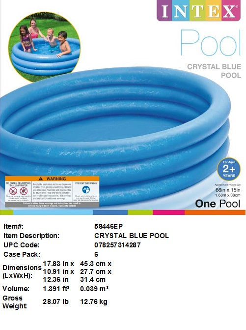 66X15"INTEX CRYSTAL BLUE POOL