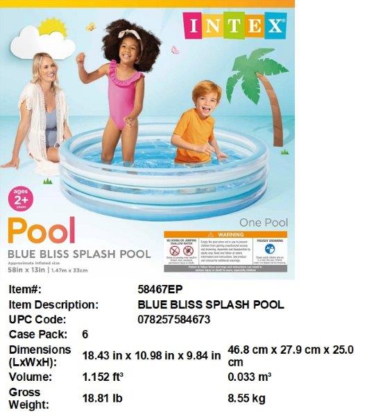 58X13"INTEX BLUE BLISS SPLASH POOL