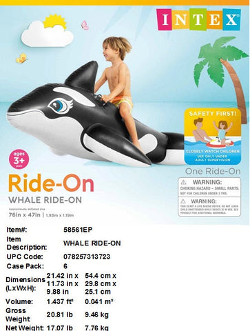 76X47"INTEX WHALE RIDE ON