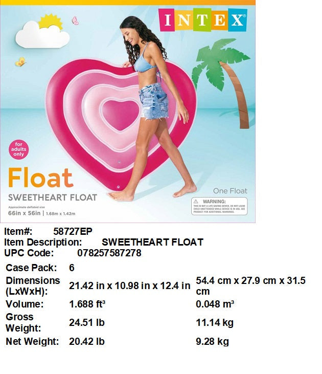 66X56"INTEX SWEETHEART FLOAT