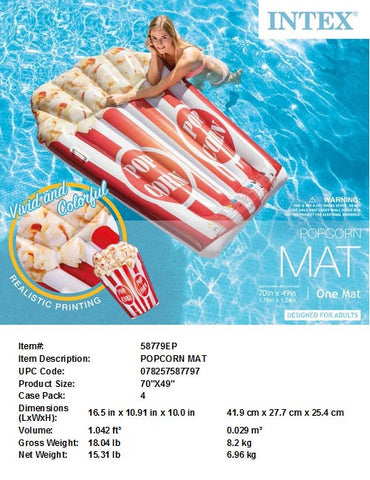 70X49"INTEX POPCORN FLOAT MAT