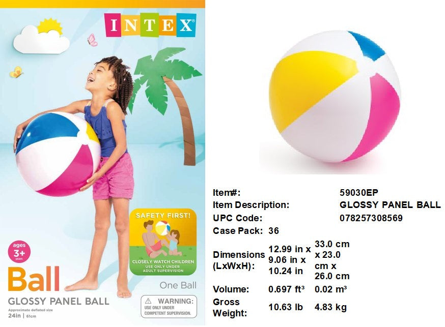 24"INTEX INFLATABLE GLOSSY PANEL BEACH BALL