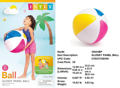 24"INTEX INFLATABLE GLOSSY PANEL BEACH BALL