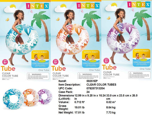 36"INTEX INFLATABLE CLEAR COLOR TUBE