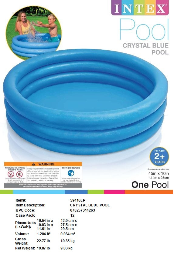 45X10"INTEX CRYSTAL BLUE POOL