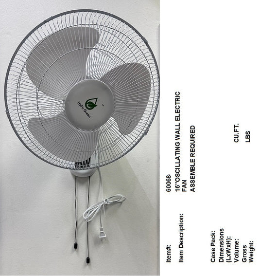 16" OSCILLATING WALL FAN