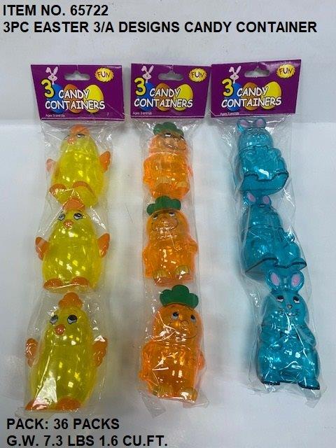 3PC EASTER 3/A DESINGS CANDY CONTAINER