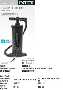 INTEX 14.5"DOUBLE QUICK III S HAND AIR PUMP