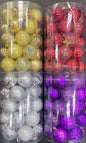 24PC 60MM XMAS BALL MIX COLS 7X10X7"