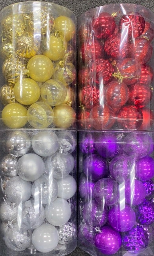 24PC 60MM XMAS BALL MIX COLS 7X10X7"