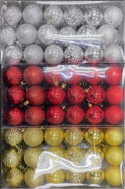 36PC 60MM XMAS BALL MIX COLS 14X7X4.75"