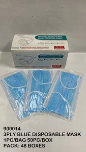 3PLY BLUE MASK 1PC BAG 50PC/BOX