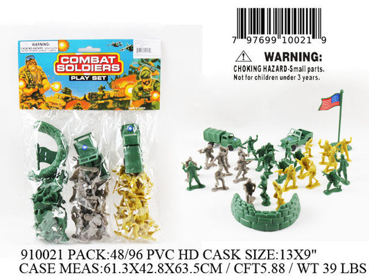 13X9"3IN1 COMBAT SOLDIERS FIG. PLAY SET