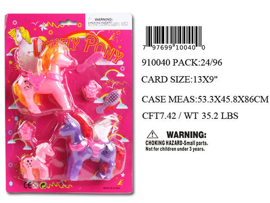 13X9"3PC LOVELY PONY+MINI TOYS
