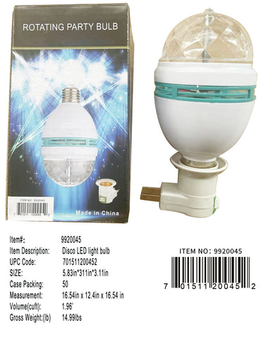 LED ROTATING DISCO LIGHT BULB+SOCKET