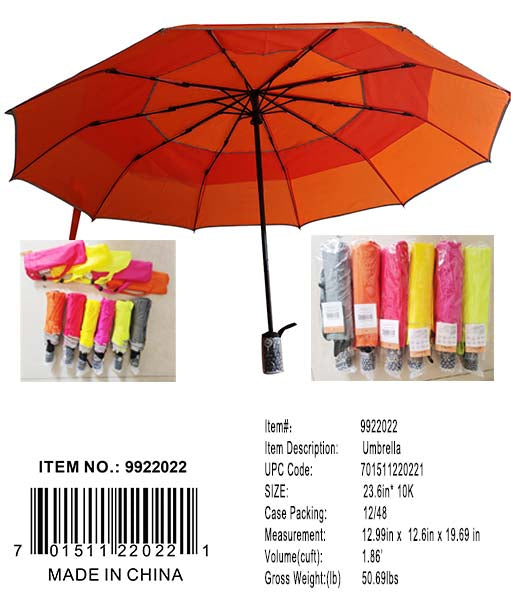 41"AUTO OPEN/CLOSE 3FOLD UMBRELLA NEON ASST