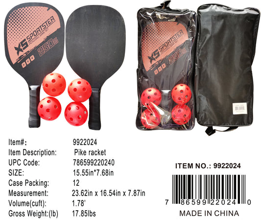 2PC PICKLE BALL PADDLE+4 BALLS SET