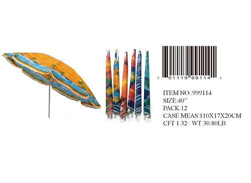 40" 6-1/2 FT BEACH UMBRELLA W/TILT 6 ASST.