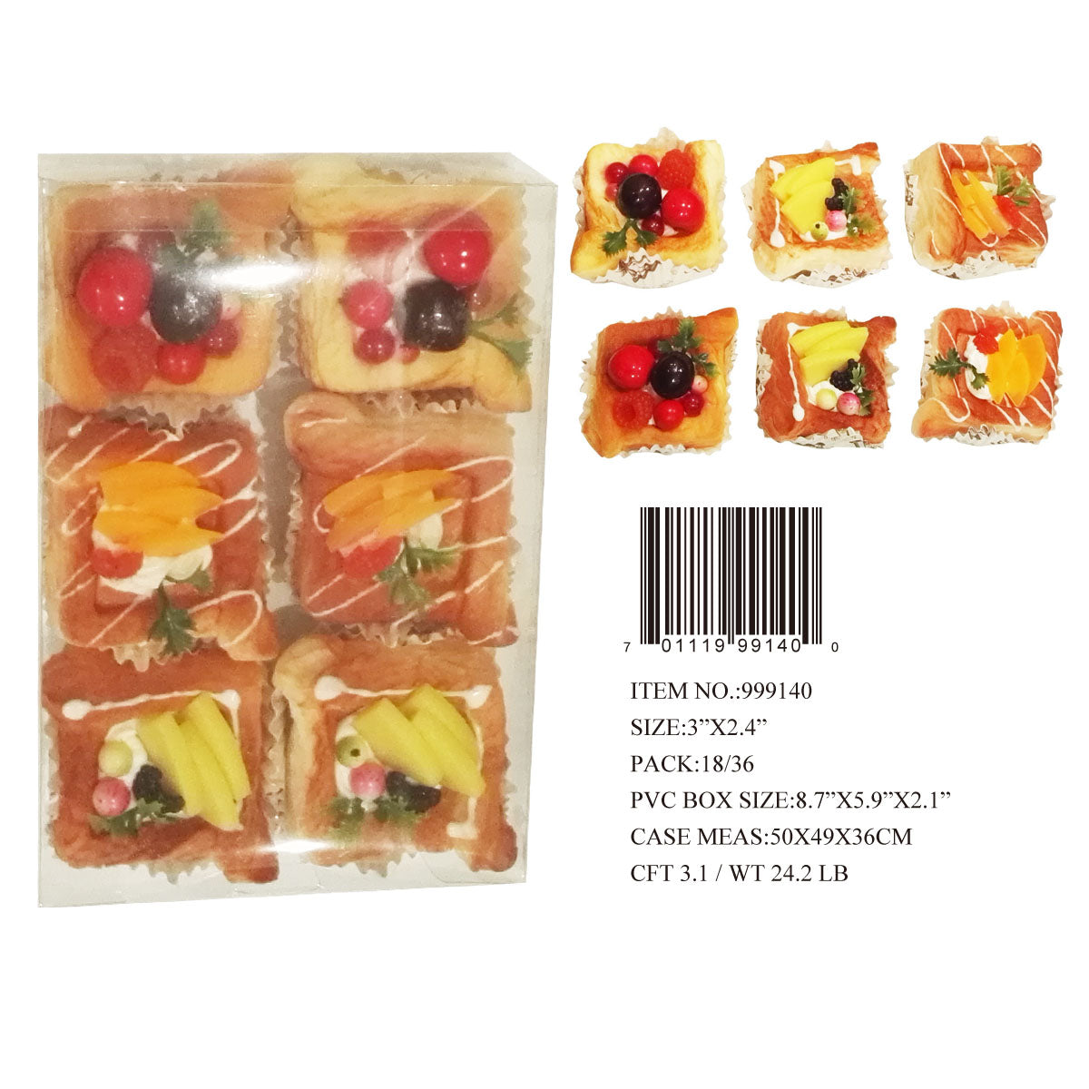 6PC FRUIT PASTY FRIDGE MAGNET