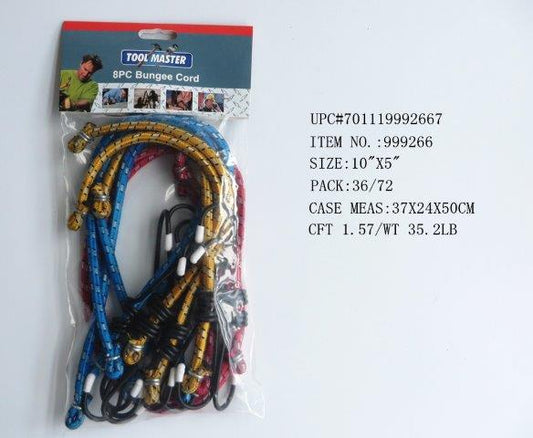 8 PC ASST. SIZE  6MM BUNGEE CORD