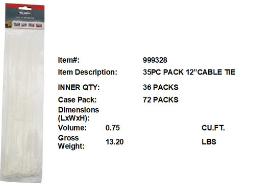 35PC PACK 12"CABLE TIE