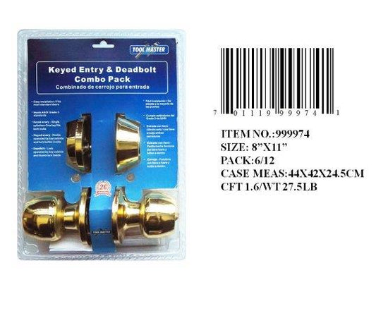 2PC DOOR LOCK COMBO SET GOLD COL