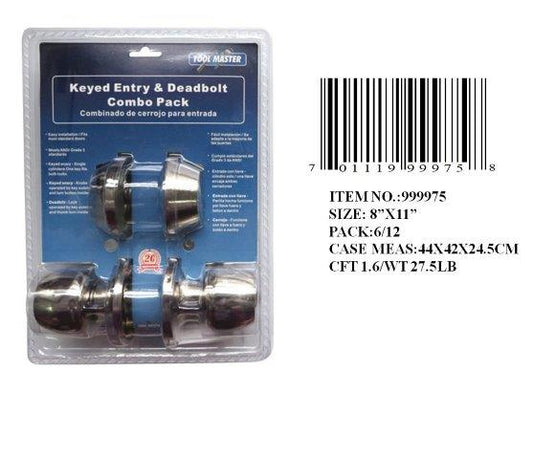 2PC DOOR LOCK COMBO SET SILVER COL