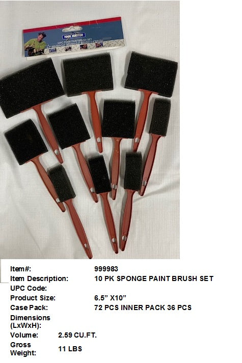 10PK SPONGE PAINT BRUSH SET