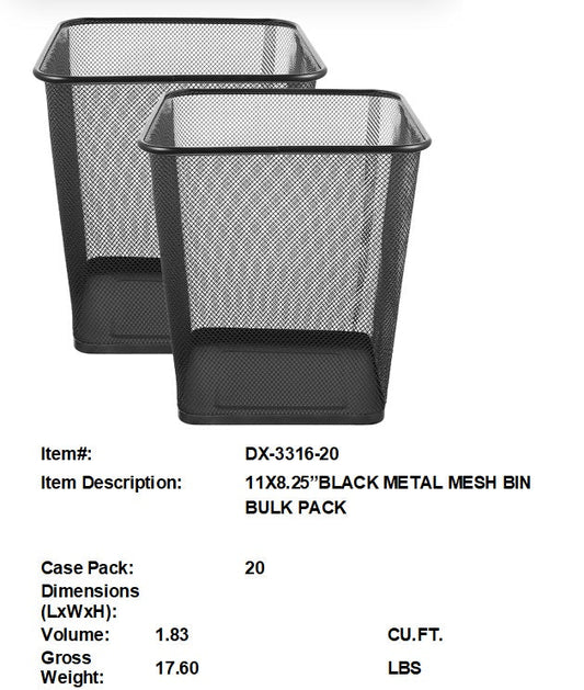 11X8.25"BLK COL SQ METAL BIN