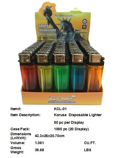 KORUSA DISPOSABLE LIGHTER 50PC X 20