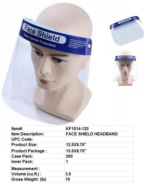 12.5X8.75"FACE SHIELD HEADBAND