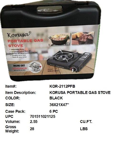 KORUSA PORTABLE GAS STOVE BLACK